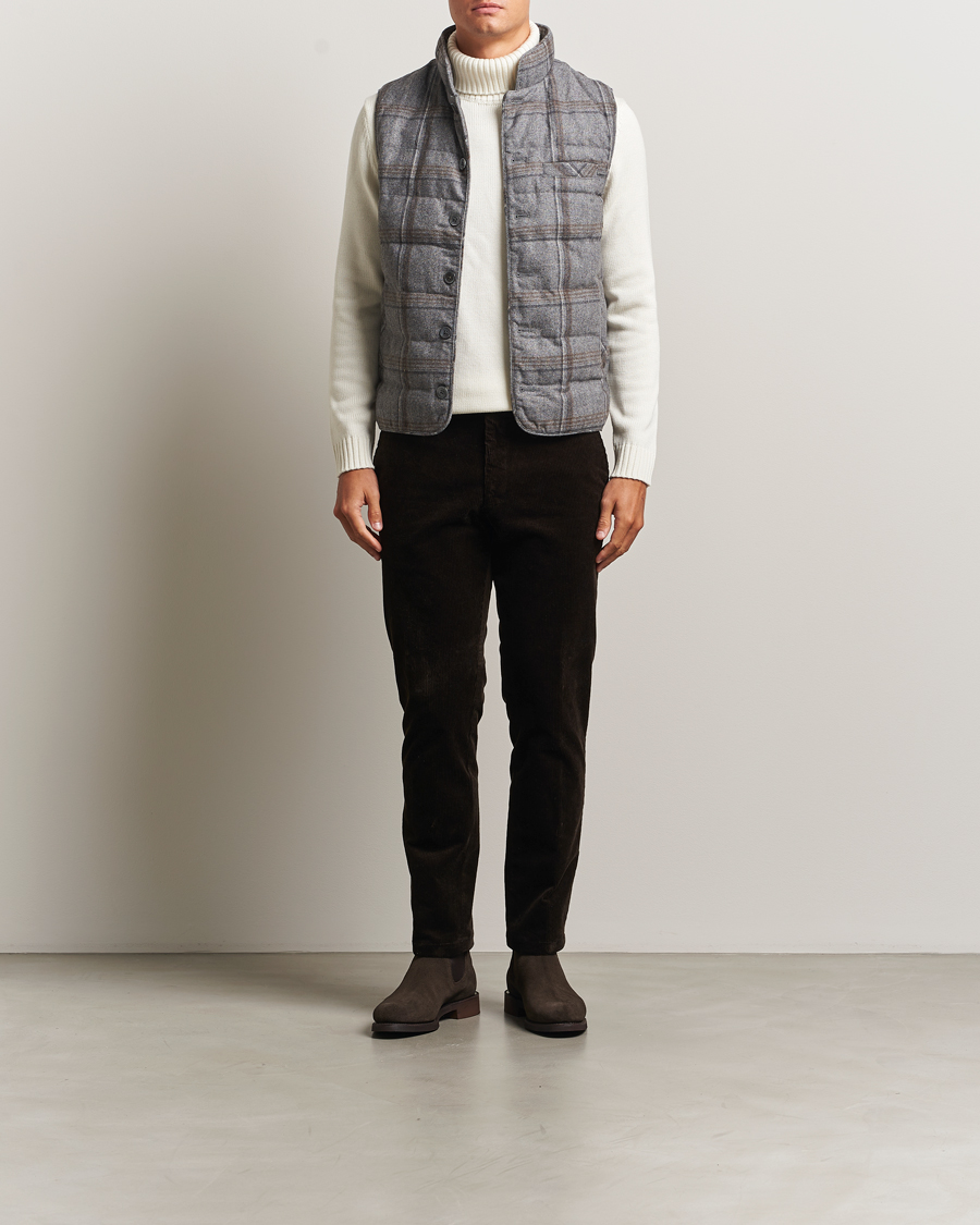 Herre | Vester | Stenströms | Check Wool Padded Vest Grey