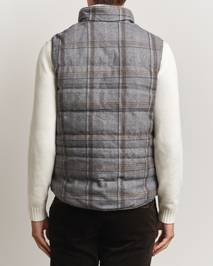 Herre | Vester | Stenströms | Check Wool Padded Vest Grey