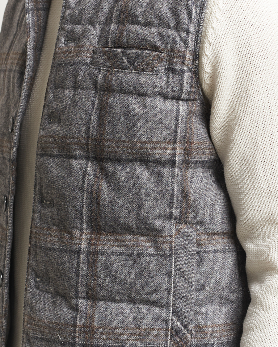 Herre | Vester | Stenströms | Check Wool Padded Vest Grey