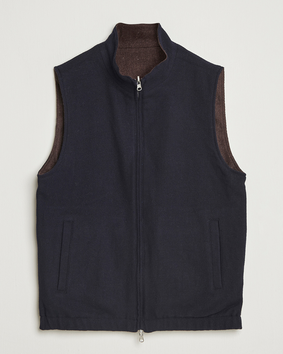 Herre | Vester | Stenströms | Reversible Wool Vest Navy