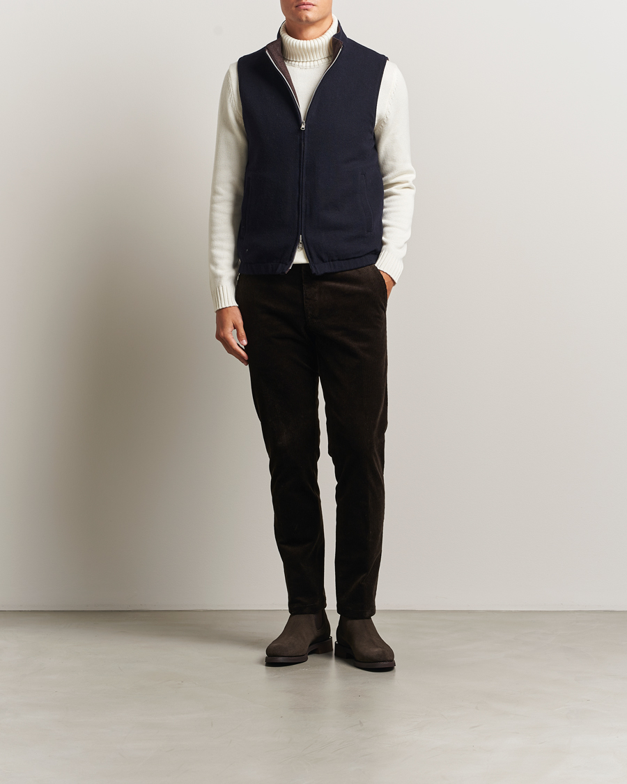 Herre | Jakker | Stenströms | Reversible Wool Vest Navy