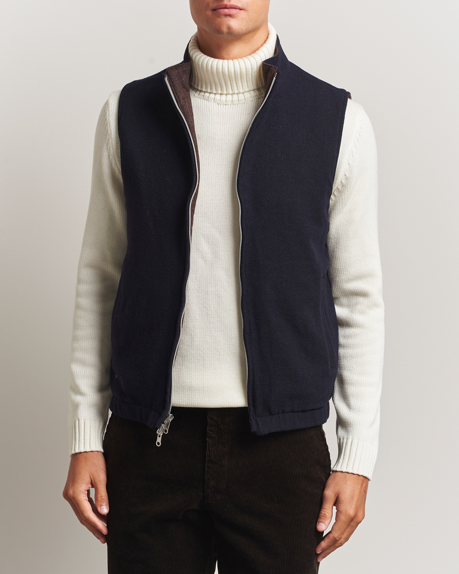 Herre | Jakker | Stenströms | Reversible Wool Vest Navy
