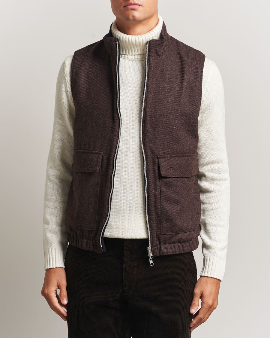Herre | Jakker | Stenströms | Reversible Wool Vest Navy