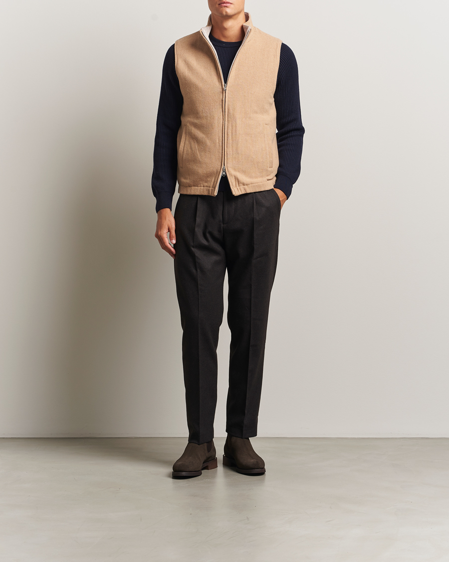 Herre | Vester | Stenströms | Reversible Wool Vest Beige