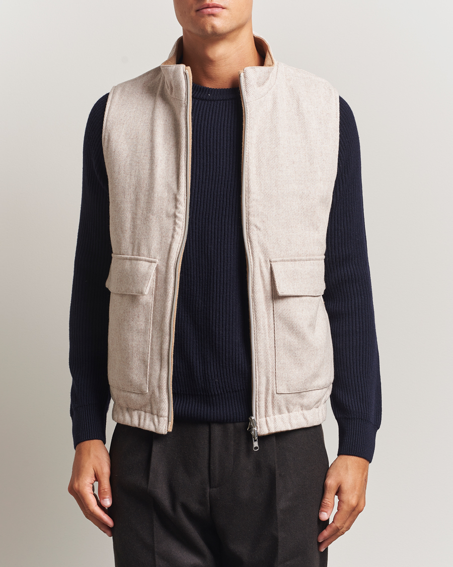 Herre | Vester | Stenströms | Reversible Wool Vest Beige
