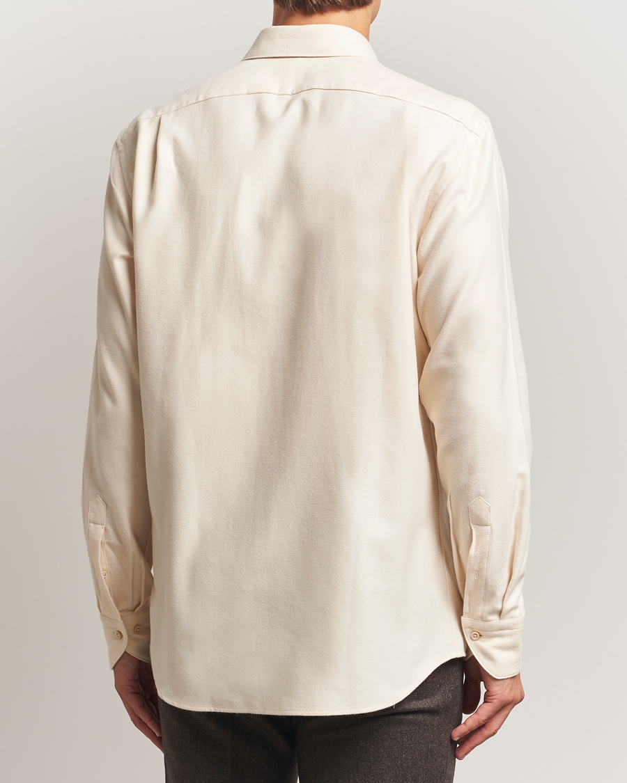 Herre | Skjorter | Stenströms | Regular Fit Cut Away Flannel Shirt Light Beige