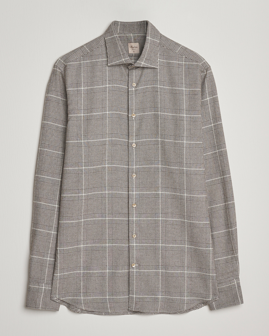 Herre | Skjorter | Stenströms | Regular Fit Glencheck Flannel Shirt Brown