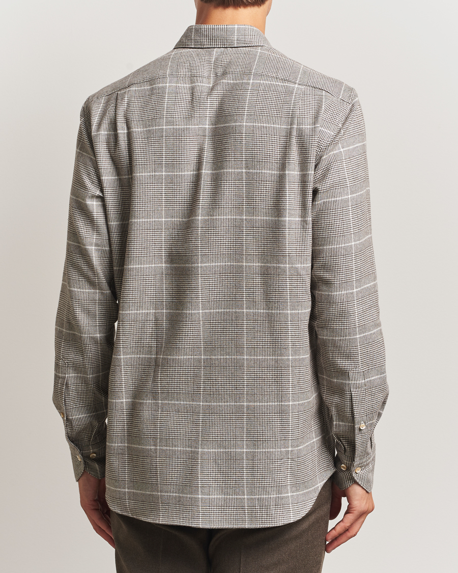 Herre | Skjorter | Stenströms | Regular Fit Glencheck Flannel Shirt Brown