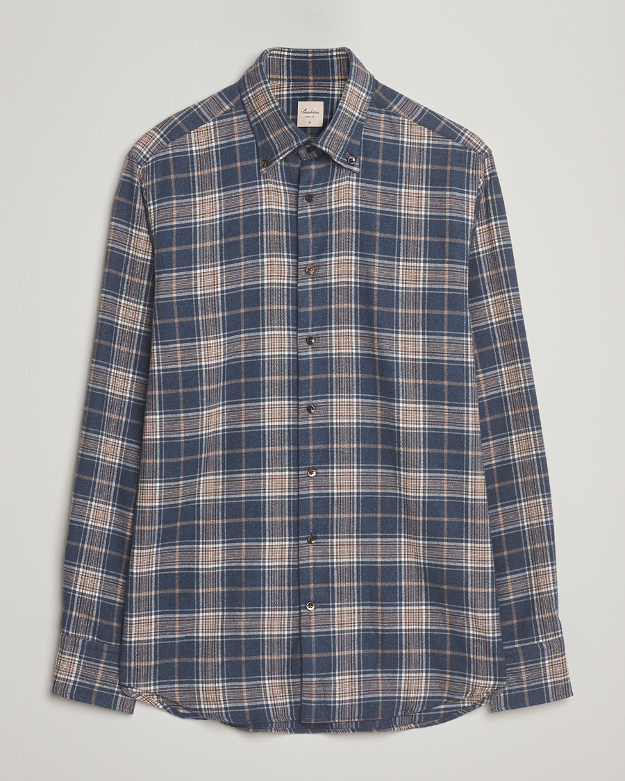 Herre | Skjorter | Stenströms | Regular Fit Multi Check Flannel Shirt Blue/Brown