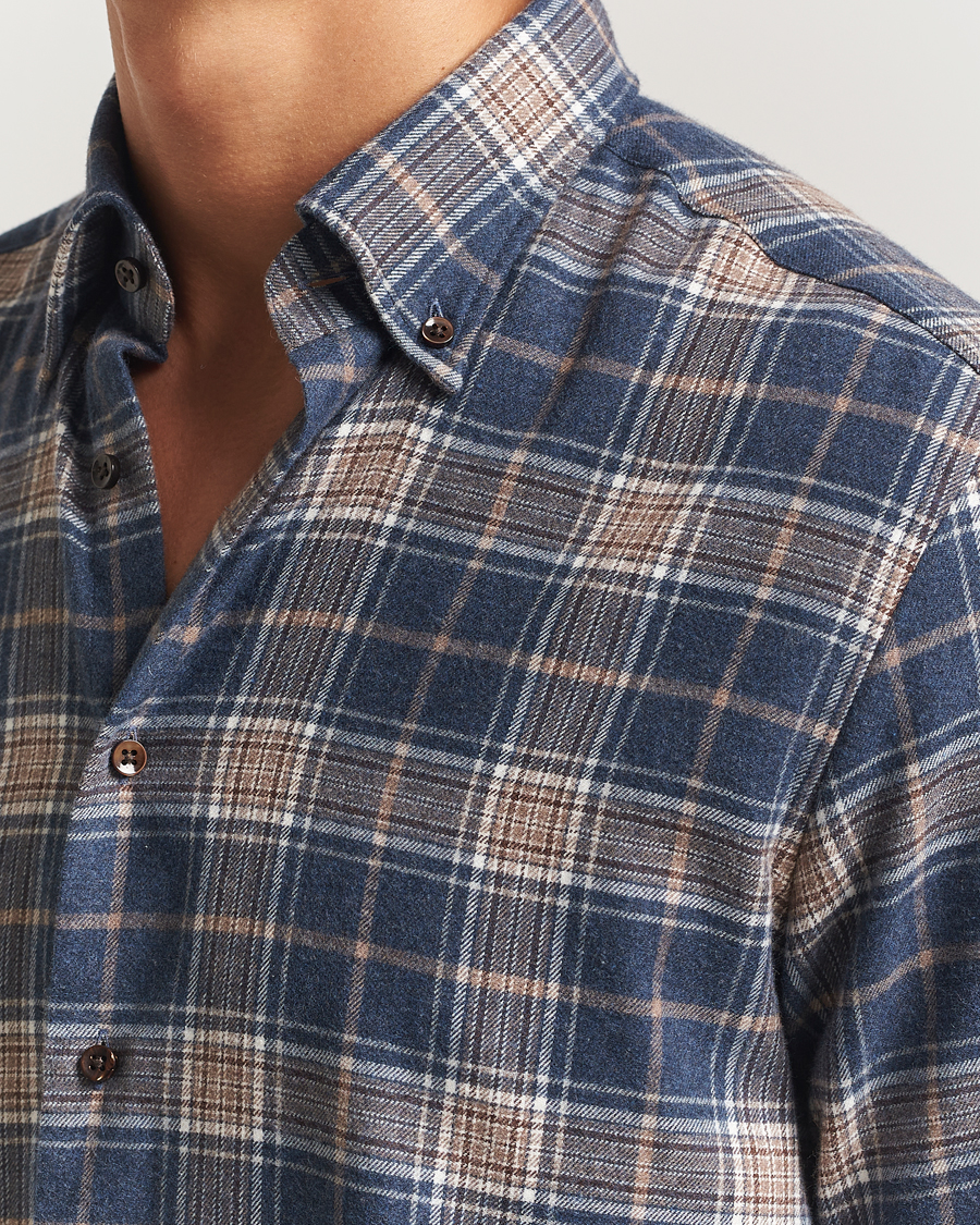 Herre | Skjorter | Stenströms | Regular Fit Multi Check Flannel Shirt Blue/Brown