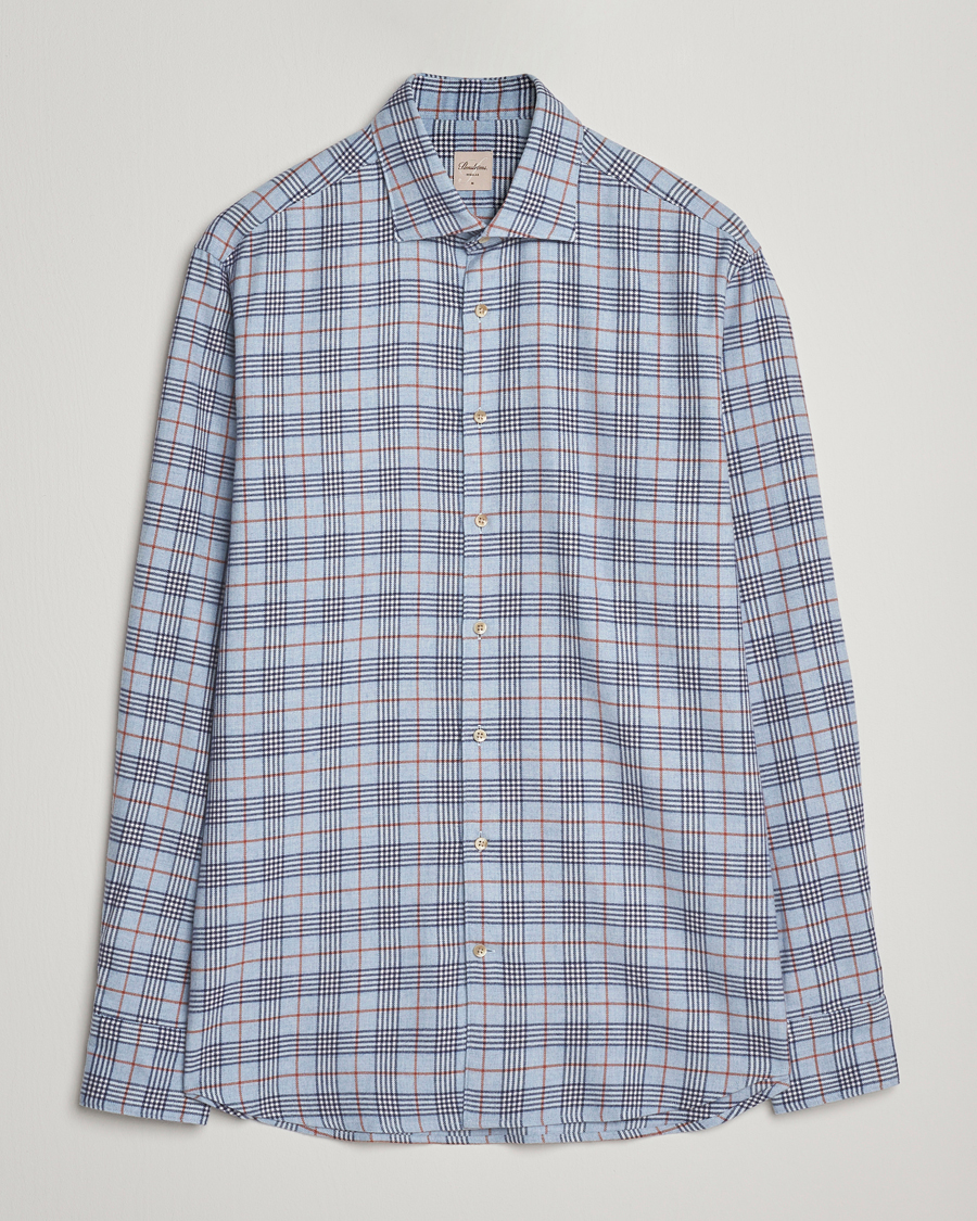 Herre | Skjorter | Stenströms | Regular Fit Cut Away Check Flannel Shirt Blue