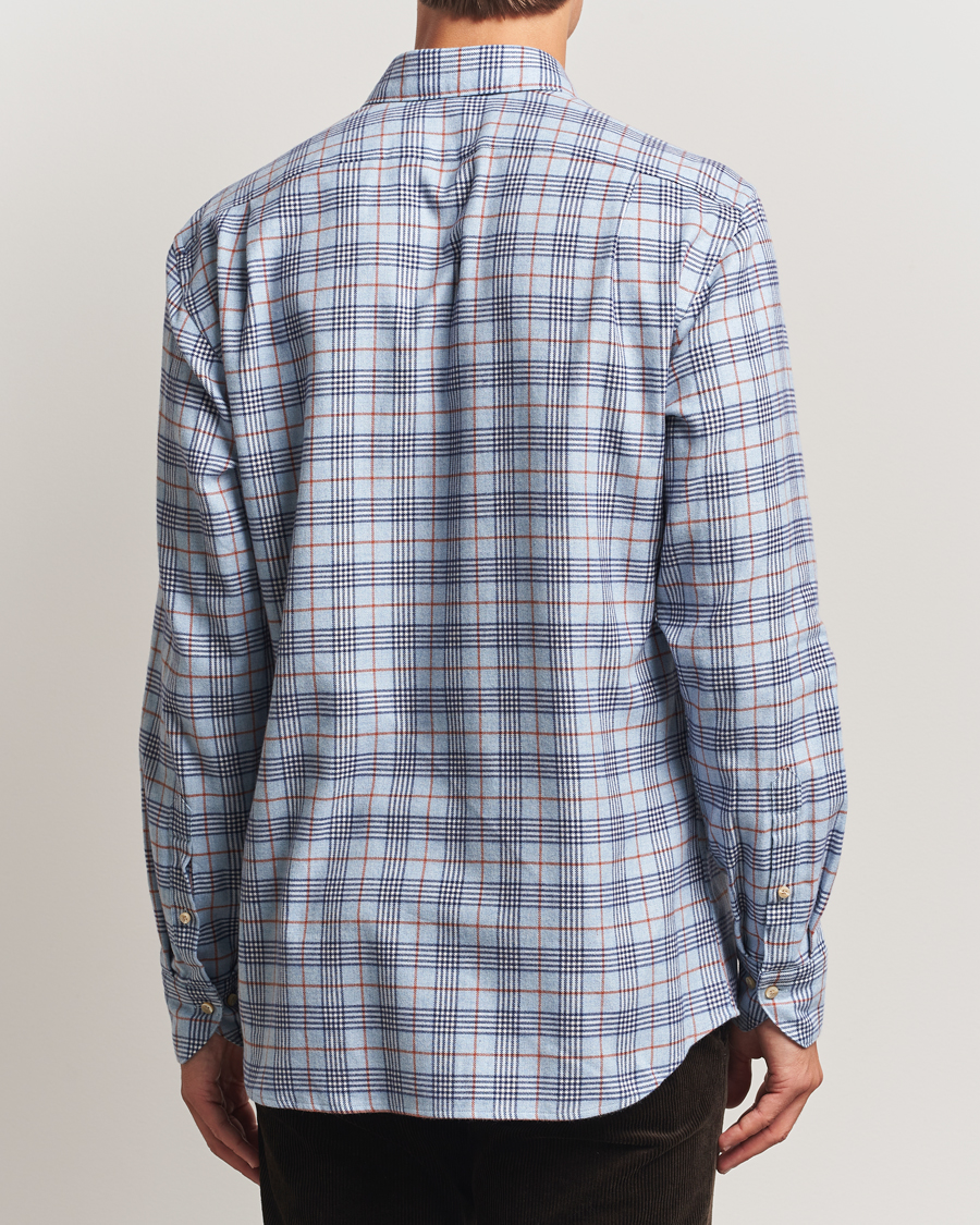 Herre | Skjorter | Stenströms | Regular Fit Cut Away Check Flannel Shirt Blue