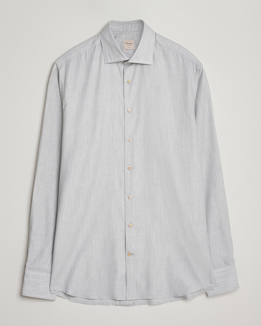 Herre | Skjorter | Stenströms | Regular Fit Brushed Mini Herringbone Shirt Grey