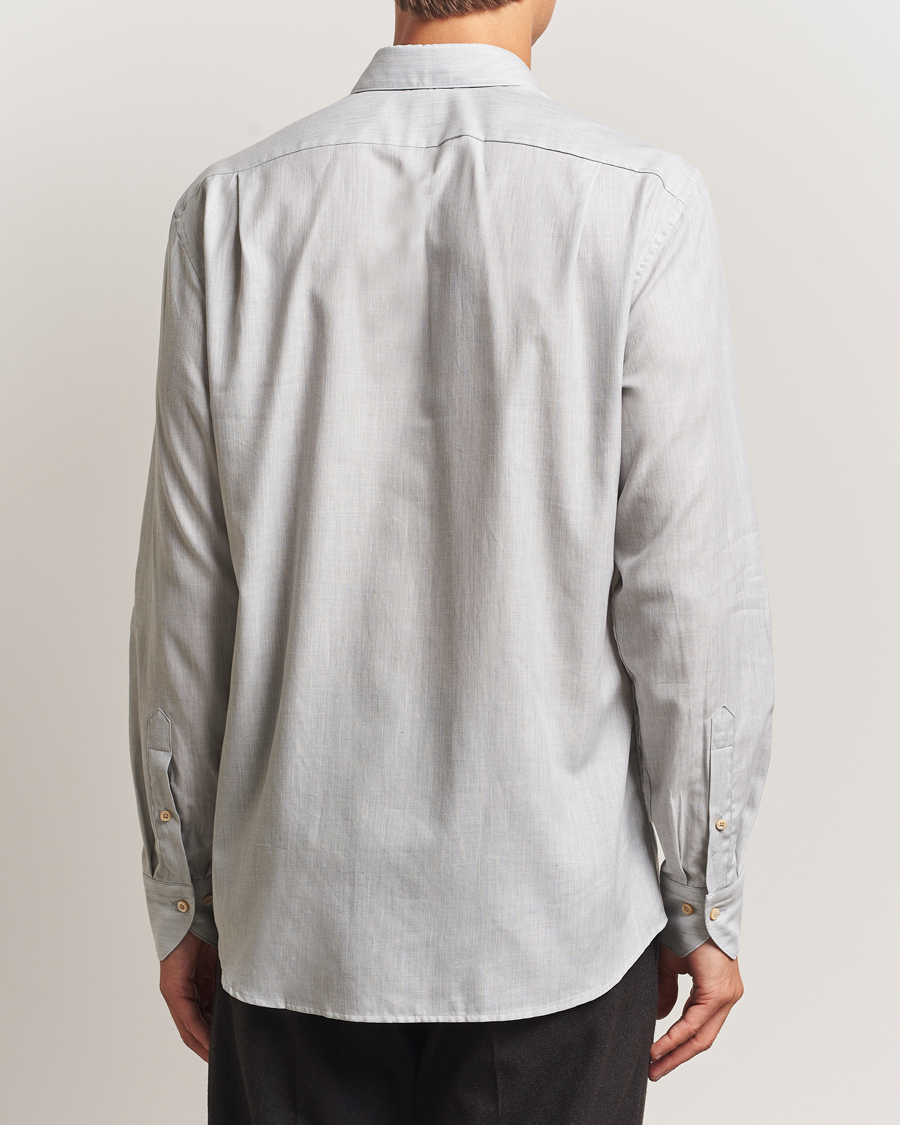 Herre | Skjorter | Stenströms | Regular Fit Brushed Mini Herringbone Shirt Grey