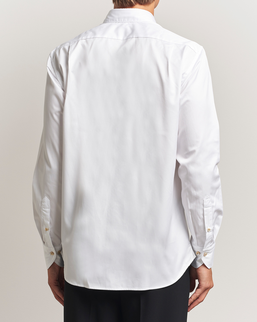 Herre | Skjorter | Stenströms | Regular Fit Cotton Twill Contrast Shirt White