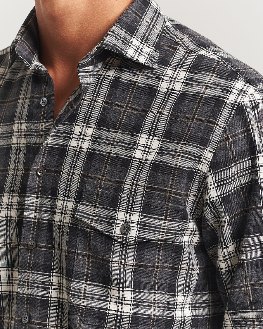 Herre | Skjorter | Stenströms | Regular Fit Checked Pocket Shirt Grey