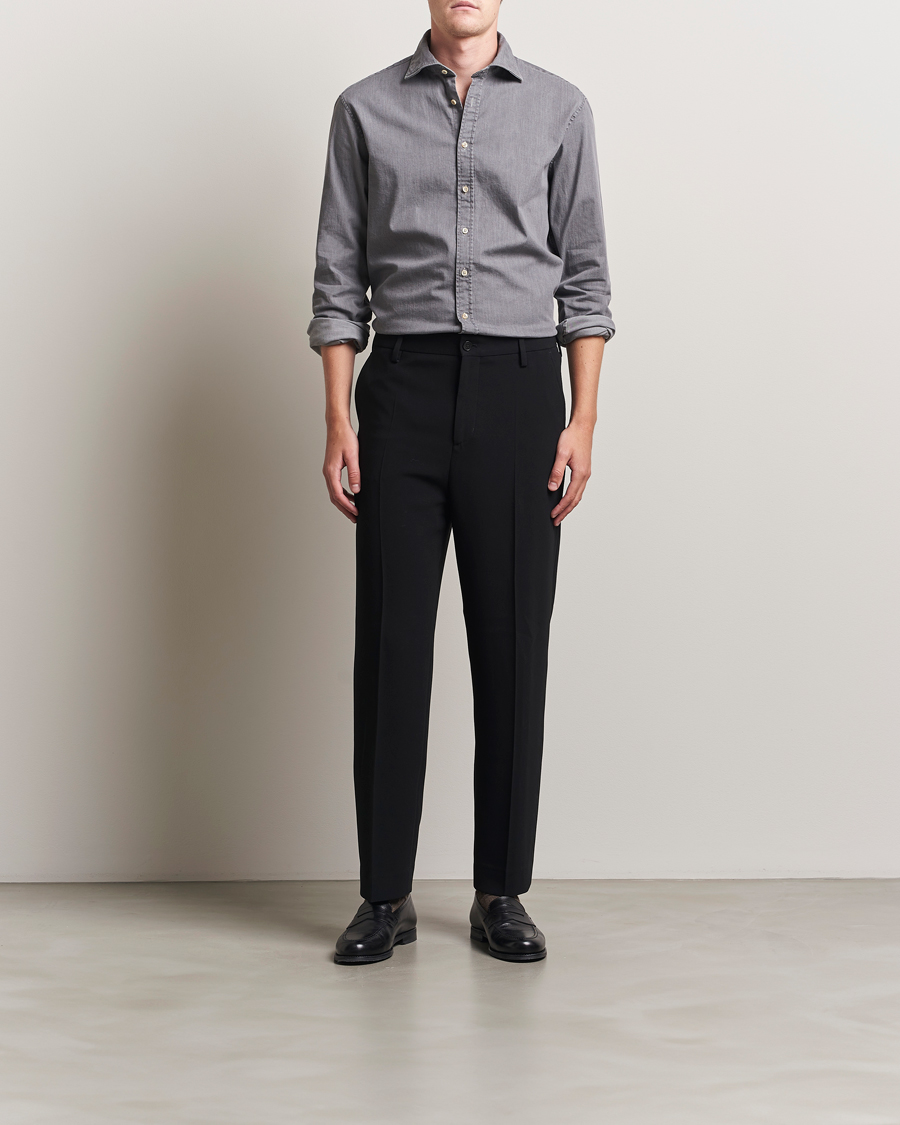 Herre | Skjorter | Stenströms | Regular Fit Garment Washed Denim Shirt Grey