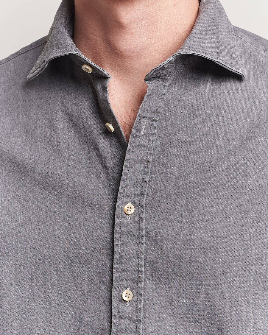 Herre | Skjorter | Stenströms | Regular Fit Garment Washed Denim Shirt Grey