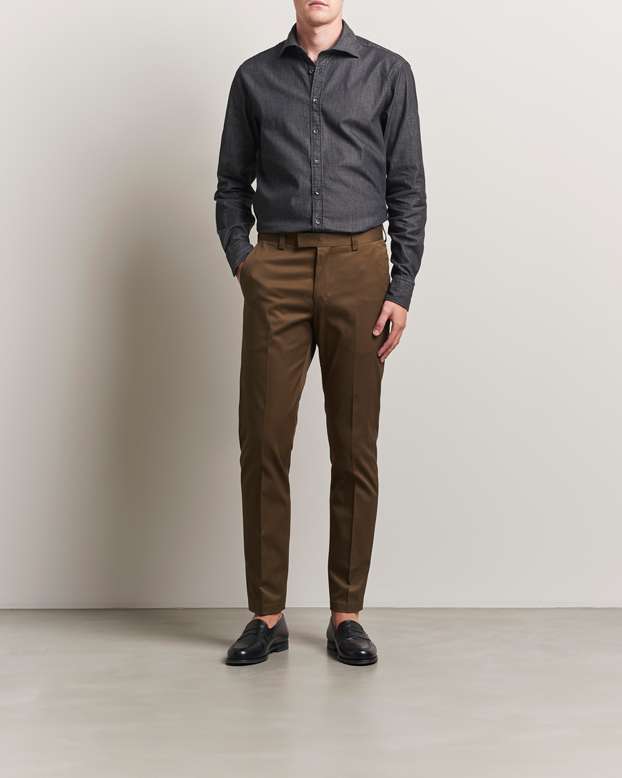 Herre | Skjorter | Stenströms | Regular Fit Garment Washed Denim Shirt Black