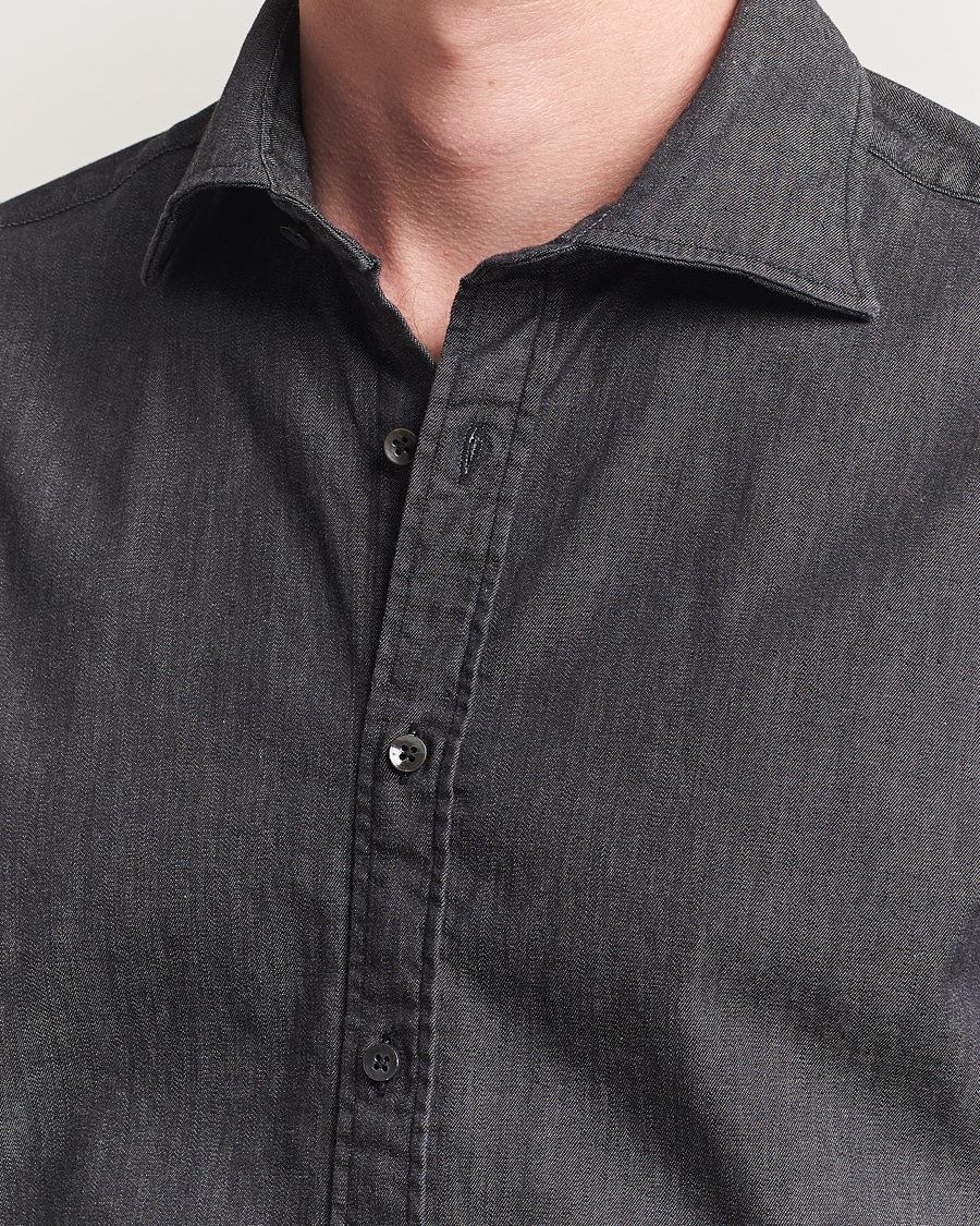 Herre | Skjorter | Stenströms | Regular Fit Garment Washed Denim Shirt Black
