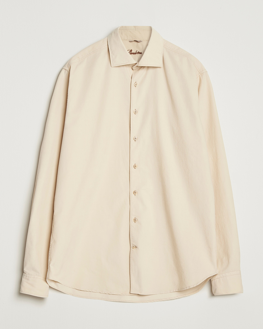 Herre | Skjorter | Stenströms | Regular Fit Cut Away Cord Shirt Beige