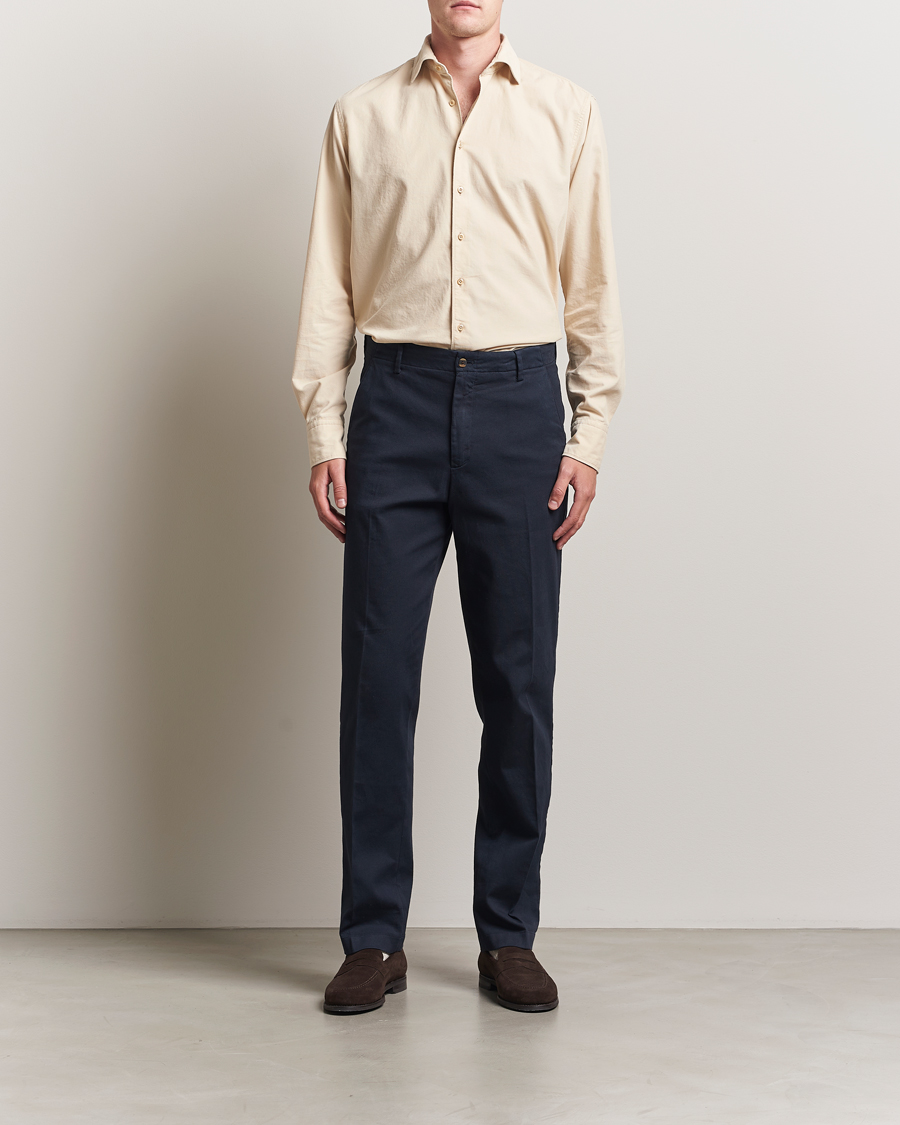 Herre | Skjorter | Stenströms | Regular Fit Cut Away Cord Shirt Beige