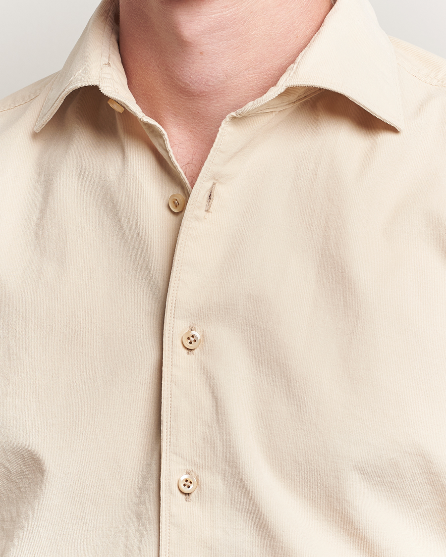 Herre | Skjorter | Stenströms | Regular Fit Cut Away Cord Shirt Beige