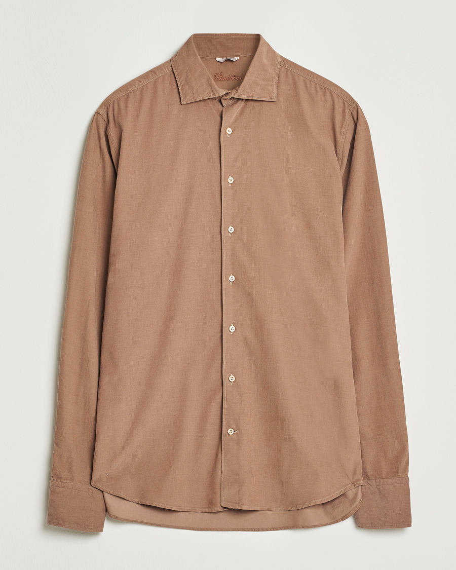Herre | Skjorter | Stenströms | Regular Fit Cut Away Cord Shirt Brown