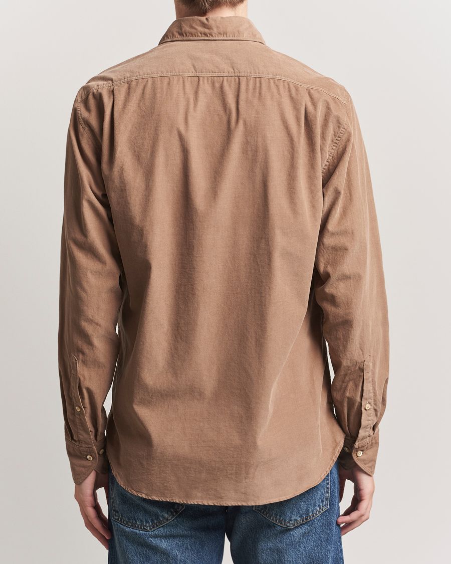 Herre | Skjorter | Stenströms | Regular Fit Cut Away Cord Shirt Brown