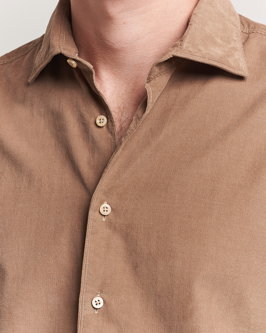 Herre | Skjorter | Stenströms | Regular Fit Cut Away Cord Shirt Brown