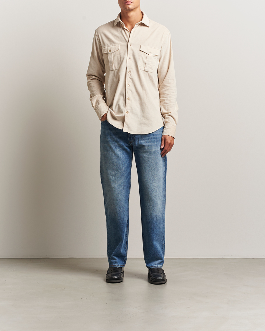 Herre | Skjorter | Stenströms | Regular Fit Cord Pocket Shirt Beige