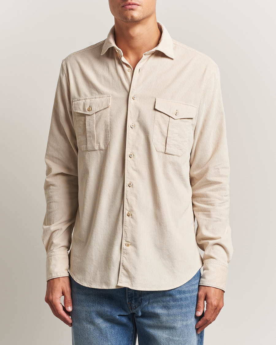 Herre | Skjorter | Stenströms | Regular Fit Cord Pocket Shirt Beige