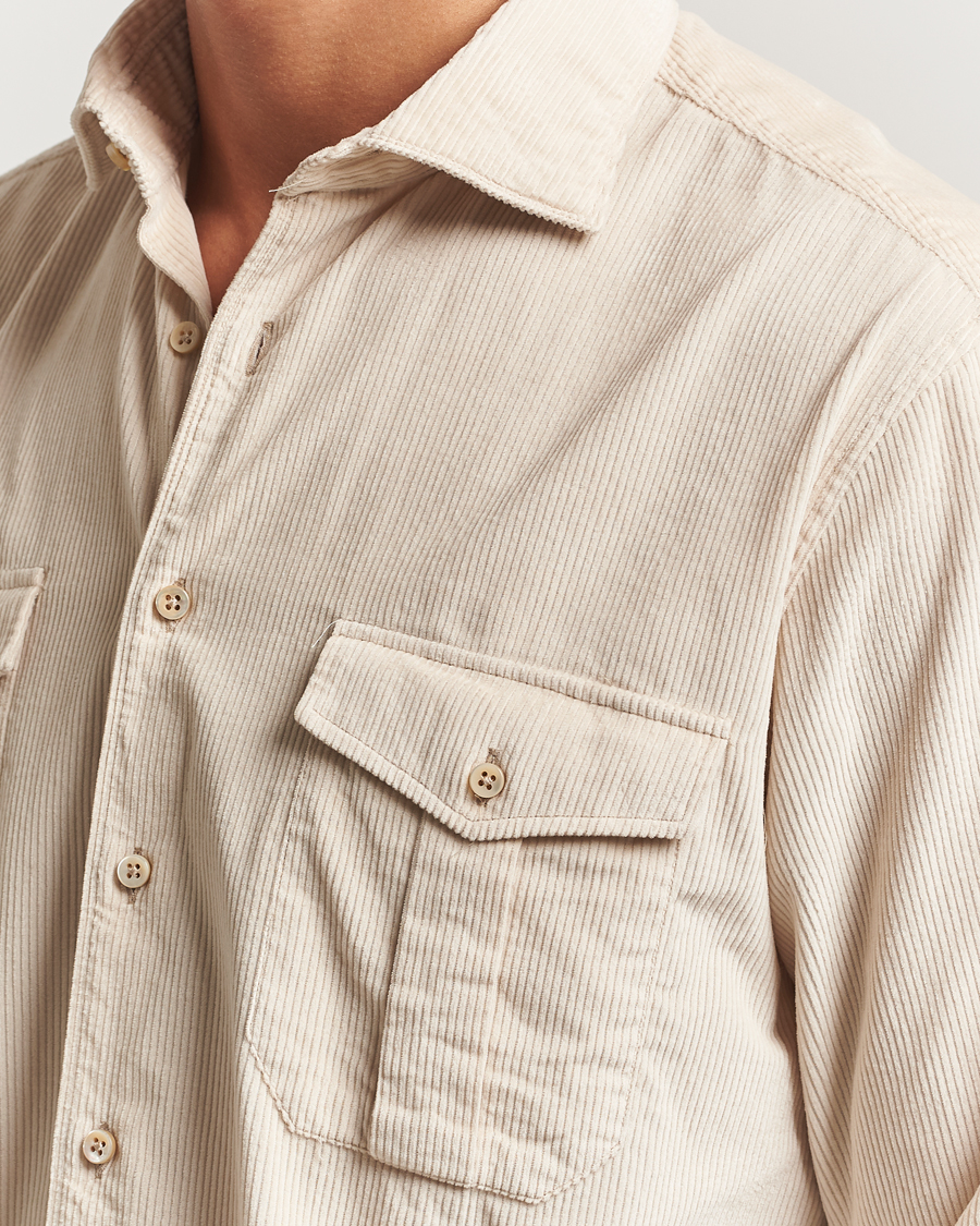 Herre | Skjorter | Stenströms | Regular Fit Cord Pocket Shirt Beige
