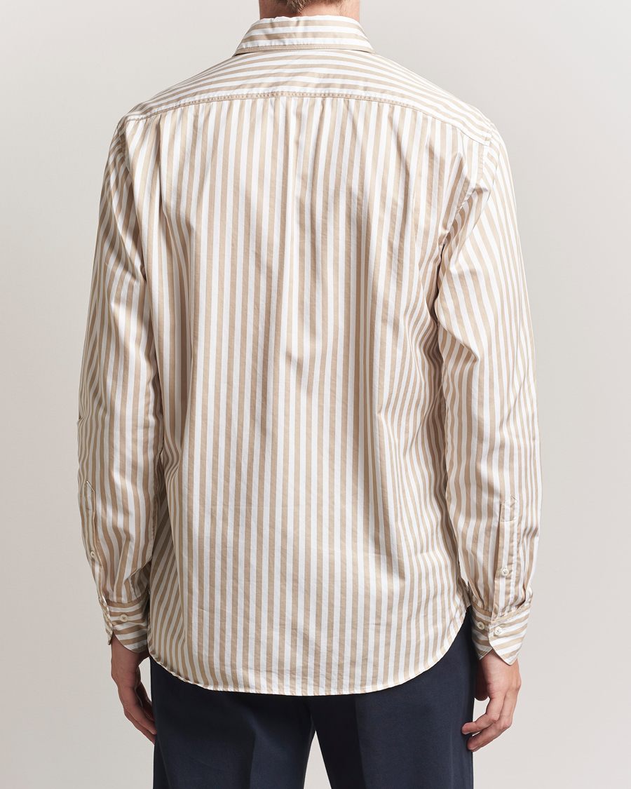 Herre | Skjorter | Stenströms | Regular Fit Washed Large Stripe Shirt White/Beige