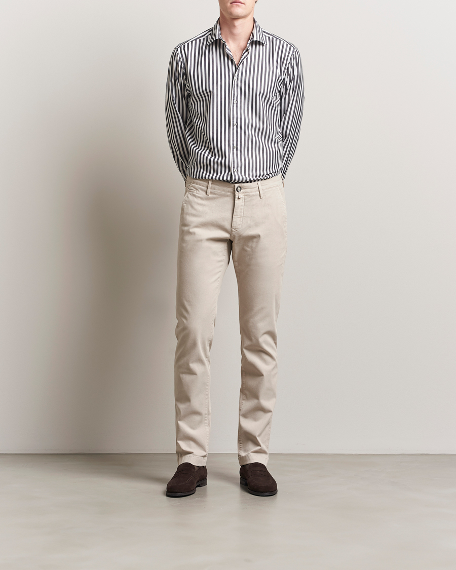 Herre | Skjorter | Stenströms | Regular Fit Washed Large Stripe Shirt White/Black