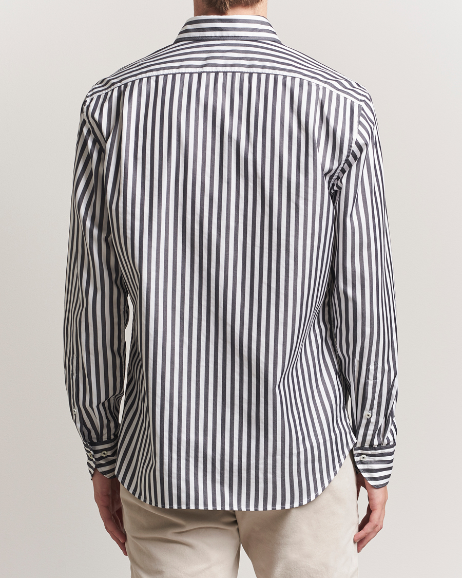 Herre | Skjorter | Stenströms | Regular Fit Washed Large Stripe Shirt White/Black