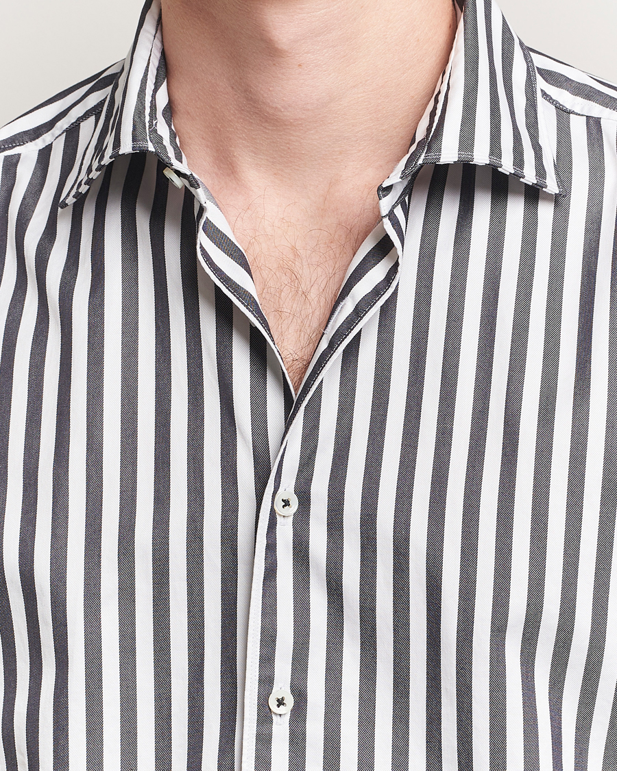 Herre | Skjorter | Stenströms | Regular Fit Washed Large Stripe Shirt White/Black