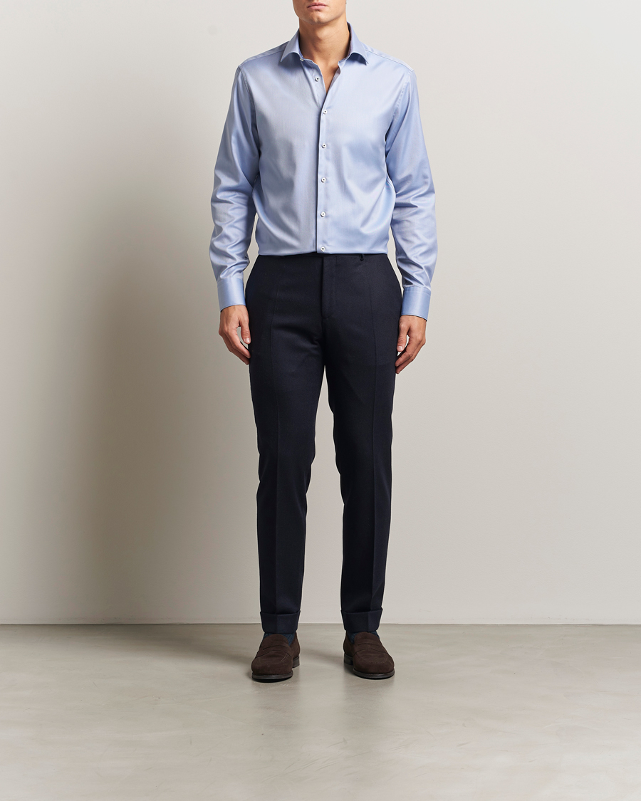 Herre | Skjorter | Stenströms | Regular Fit Superior Twill Contrast Shirt Blue