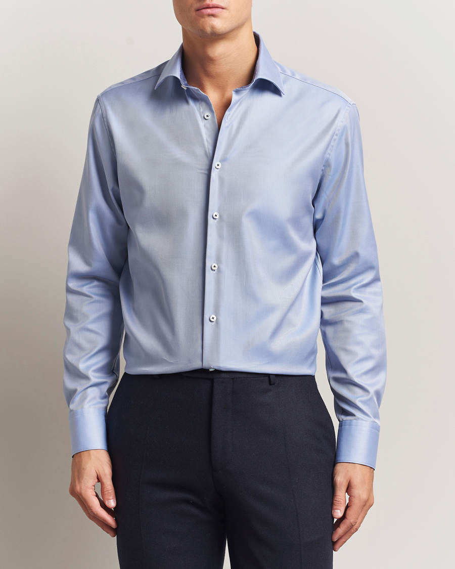 Herre | Skjorter | Stenströms | Regular Fit Superior Twill Contrast Shirt Blue