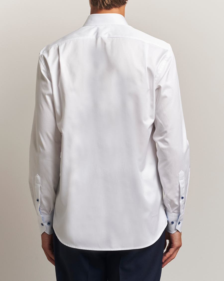Herre | Skjorter | Stenströms | Regular Fit Cotton Twill Contrast Shirt White