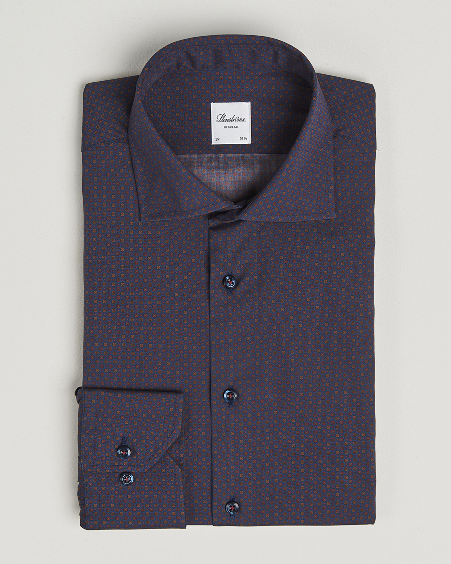 Herre | Skjorter | Stenströms | Regular Fit Cotton Printed Shirt Blue