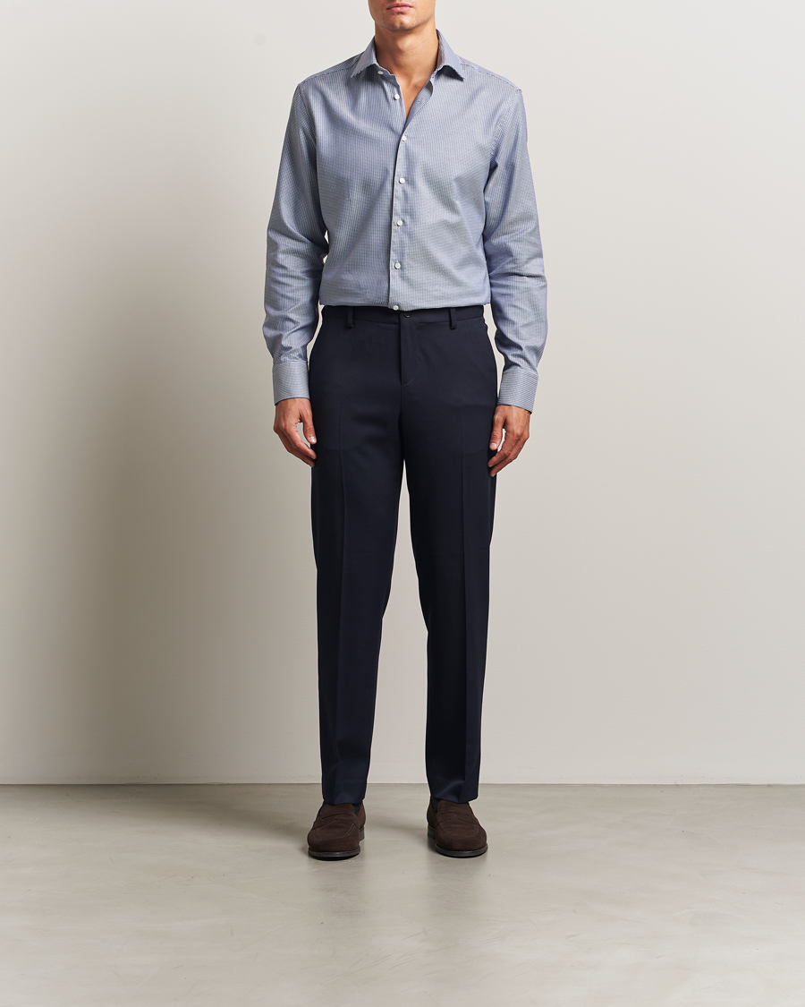 Herre | Skjorter | Stenströms | Regular Fit Woven Structure Shirt Blue