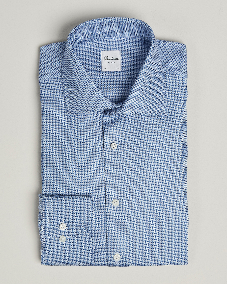 Herre | Skjorter | Stenströms | Regular Fit Diagonal Cut Away Shirt Blue
