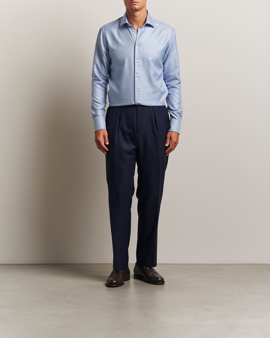Herre | Skjorter | Stenströms | Regular Fit Diagonal Cut Away Shirt Blue