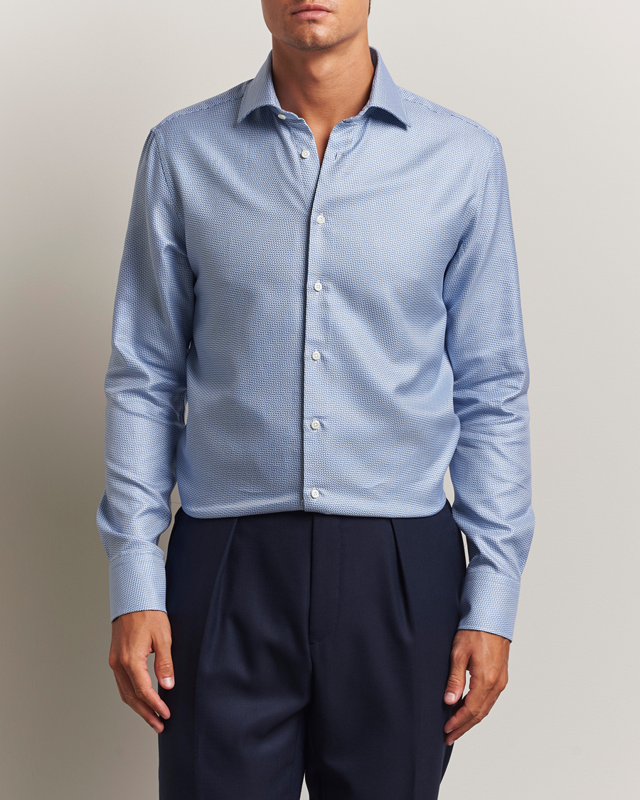 Herre | Skjorter | Stenströms | Regular Fit Diagonal Cut Away Shirt Blue