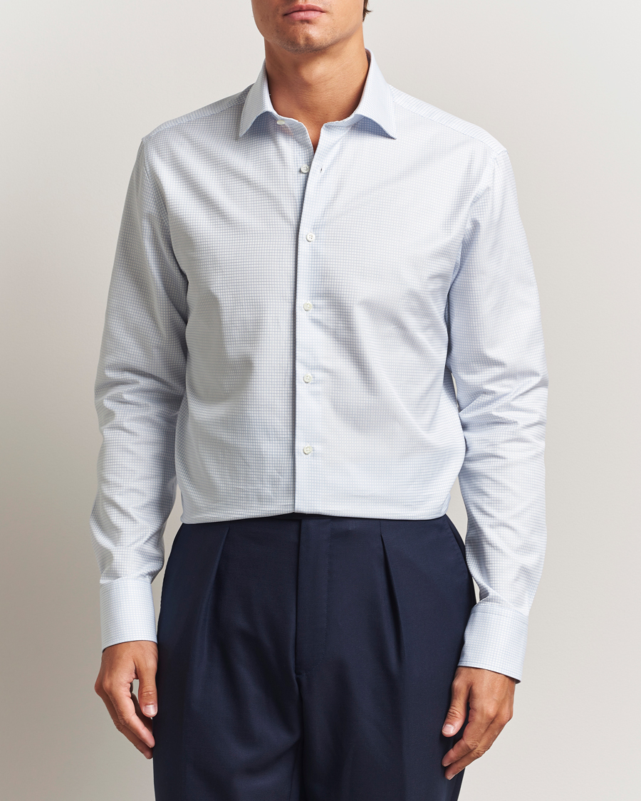 Herre | Skjorter | Stenströms | Regular Fit Small Check Cut Away Shirt White