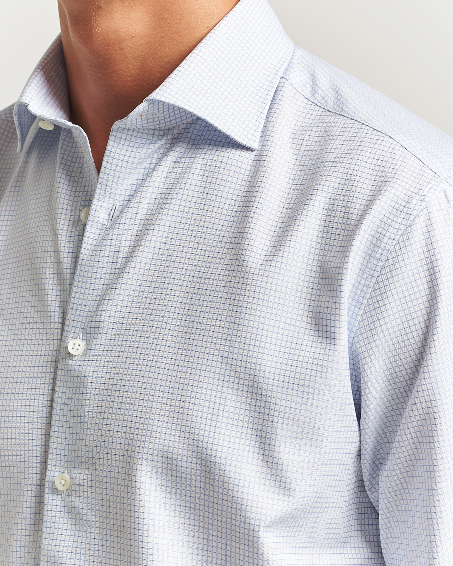Herre | Skjorter | Stenströms | Regular Fit Small Check Cut Away Shirt White