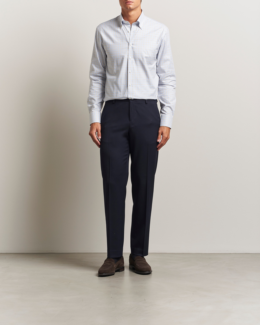Herre | Skjorter | Stenströms | Regular Fit Overcheck Button Down Shirt White