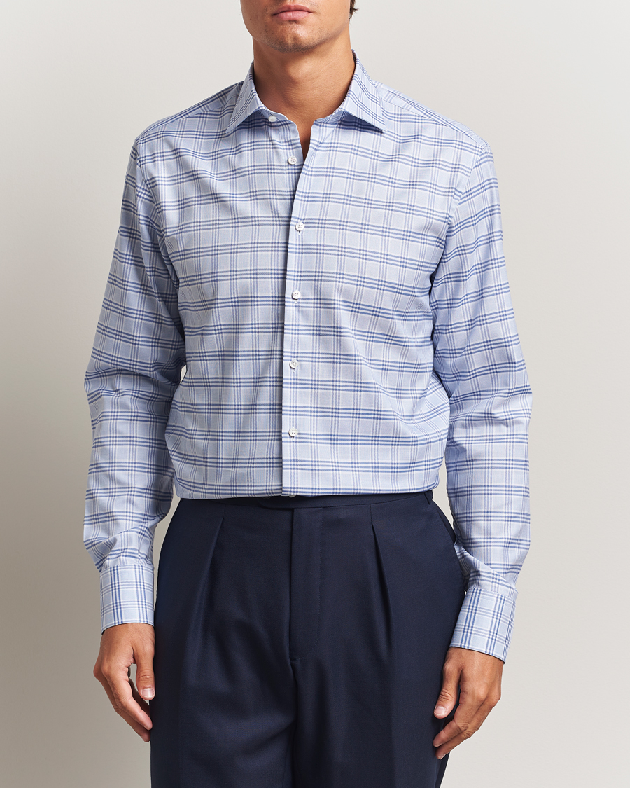 Herre | Skjorter | Stenströms | Regular Fit Checked Cut Away Shirt Blue