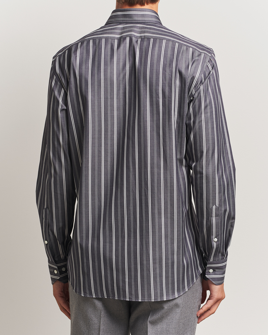 Herre | Skjorter | Stenströms | Regular Fit Mixed Stripe Twill Shirt White/Black
